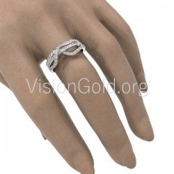 Dainty Gold Spiral fashion with Zircon Ring, Thin Serpent Gold