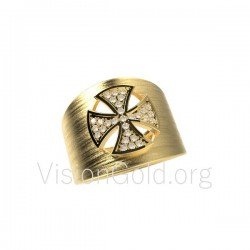 Solid Gold Cross Ring, Diamond Cross Ring, Crucifix Ring, Religious Jewelry, Gift For Mothers, Dainty Silver Cross Ring 0524