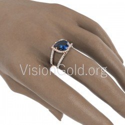 Δαχτυλίδι με ζαφείρι και μπριγιάν 0109