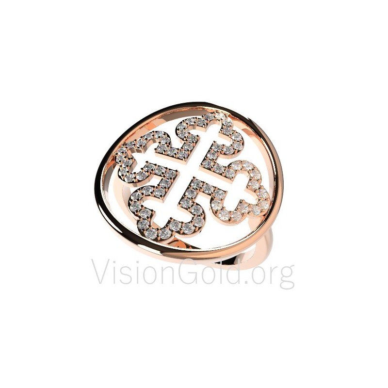 Gold Cross Ring With Diamonds 0010