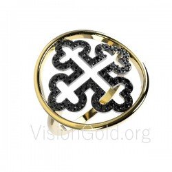 Gold Cross Ring With Diamonds 0010