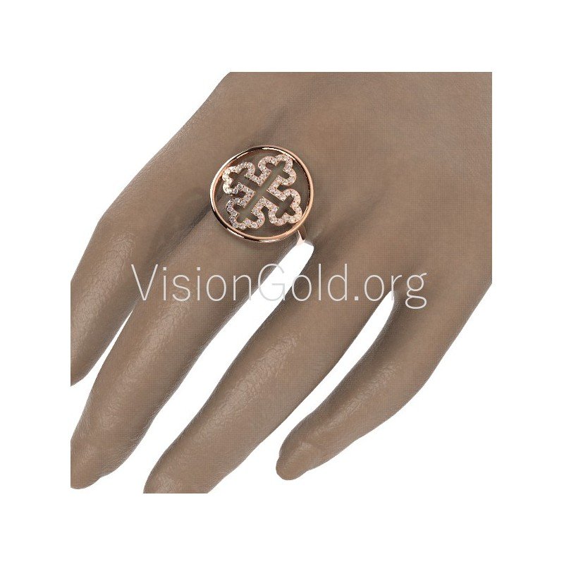 Gold Cross Ring With Diamonds 0010