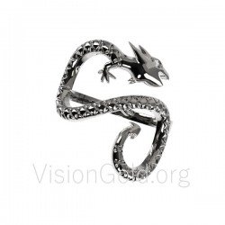 Silver Dragon Head Ring|Dragon Jewelry|Dragon Gift|Fantasy