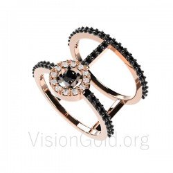 Διπλο Charm Γυναικειο Δαχτυλιδι Λευκοχρυσο-Ροζ Χρυσο-Κιτρινο