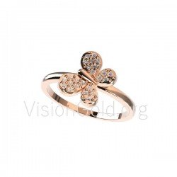 Micro Paved CZ Movable Butterfly Ring Accessories Europe and