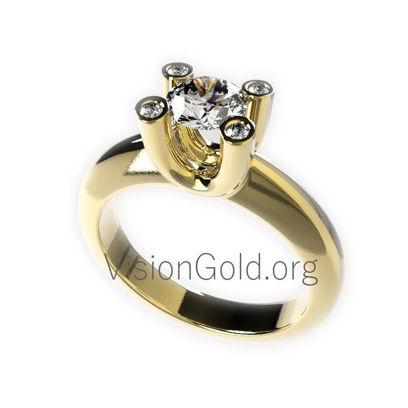 Solitär Ringe Weißgold Ringe 0048