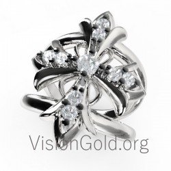 Damen Kreuz Ring - Silber Kreuz Ring - Gold Kreuz Ring 0023