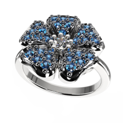 Δαχτυλίδι λουλούδι με ζαφείρια και διαμάντια 0317