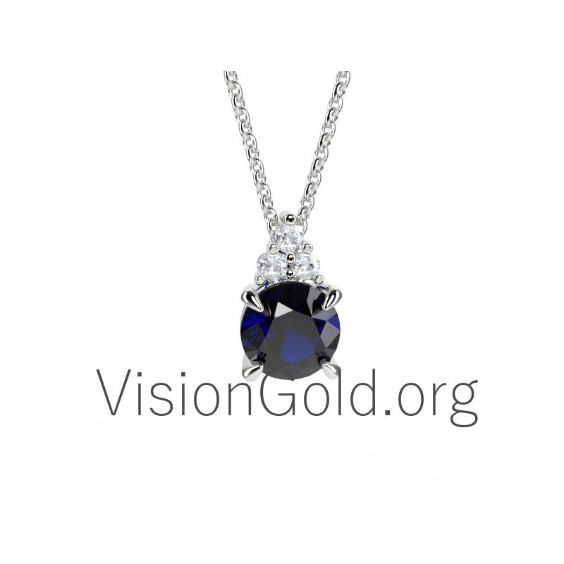 Pendant necklace with sapphire 0277