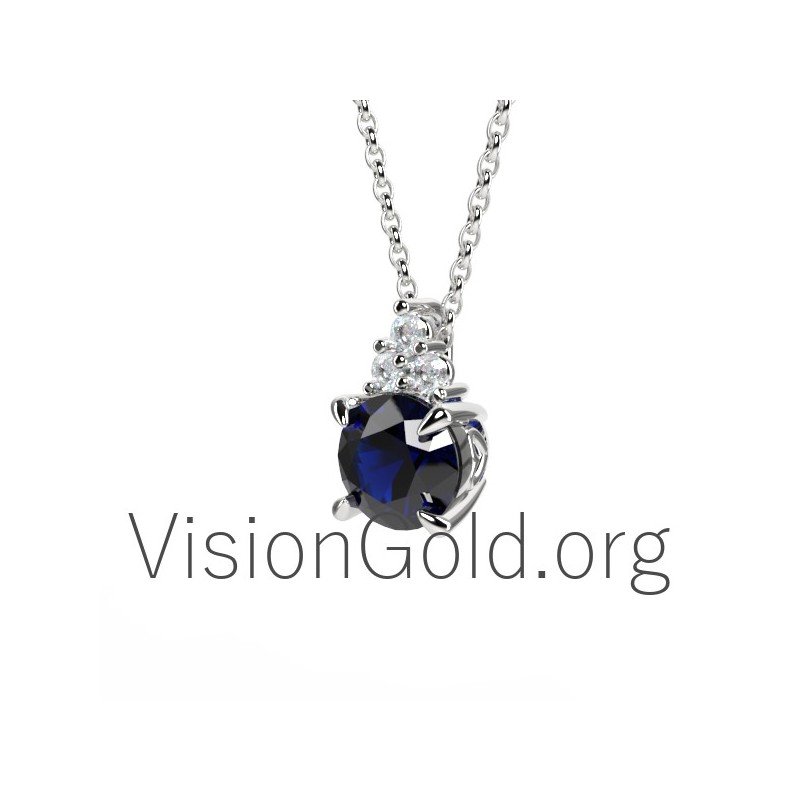 Pendant necklace with sapphire 0277