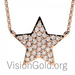 Sterling Silver CZ Star Pendant Necklace, Cubic Zirconia Star Pendant  0040