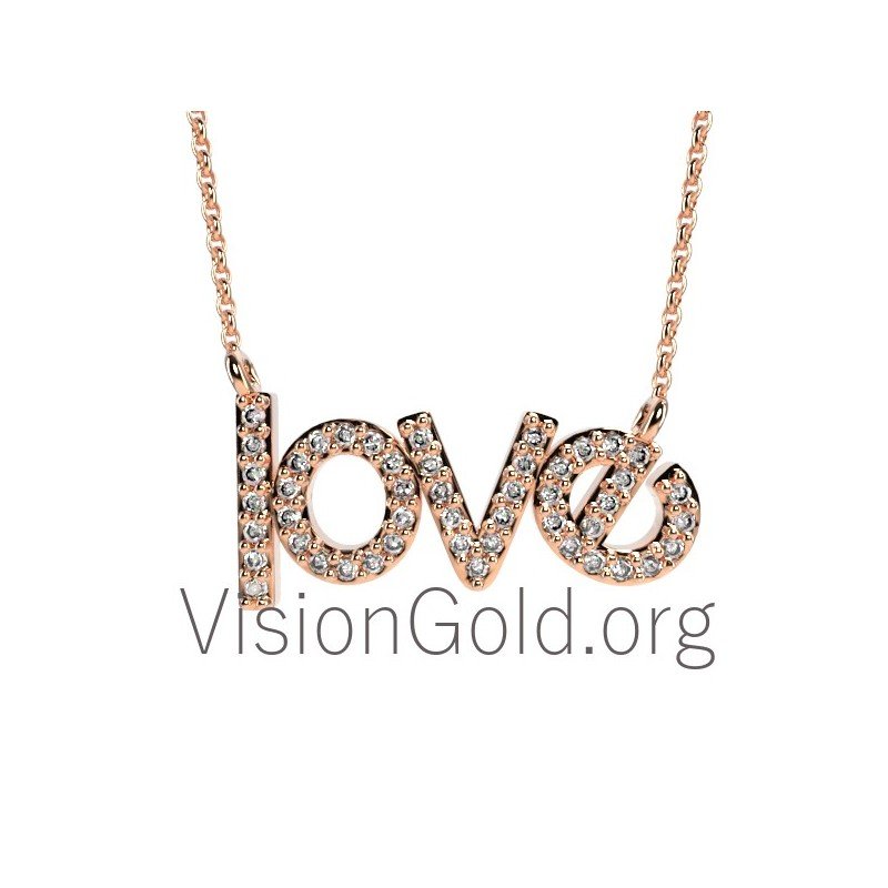 Κολιέ Ασημένιο Love,Κολιε Love,Ασημένιο Κολιέ Με Την Λέξη Love,Ασημένιο Κολιέ 925 Love