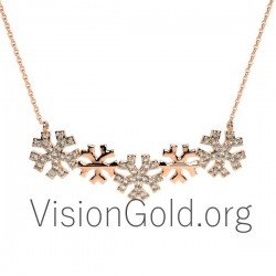 VisionGold.org® Collar de regalo de copo de nieve de Navidad |Collar hecho a mano