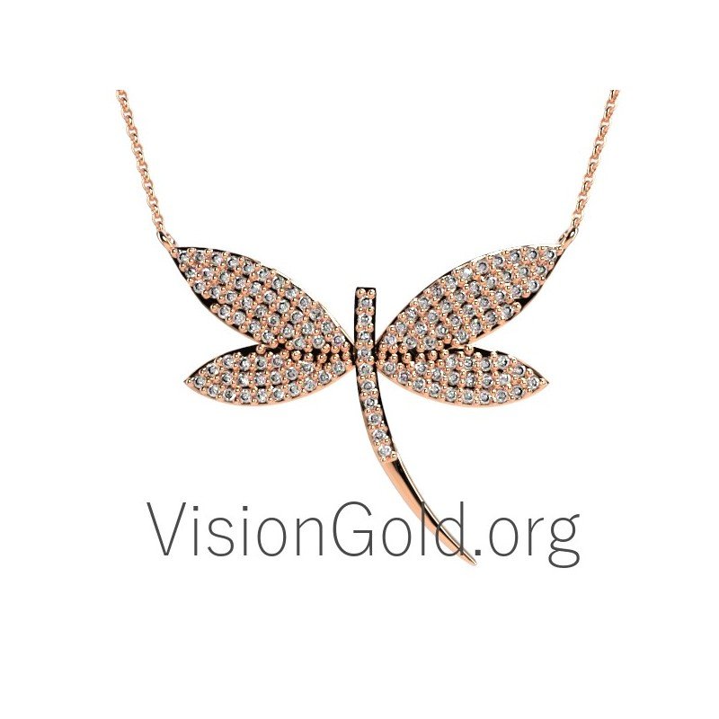 Collar libélula-Collar libélula elaborado en plata con baño de oro