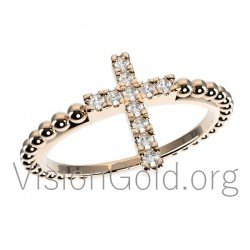 Δαχτυλίδι σταυρός με μπριγιάν 0529
