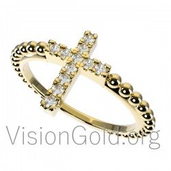 Δαχτυλίδι σταυρός με μπριγιάν 0529