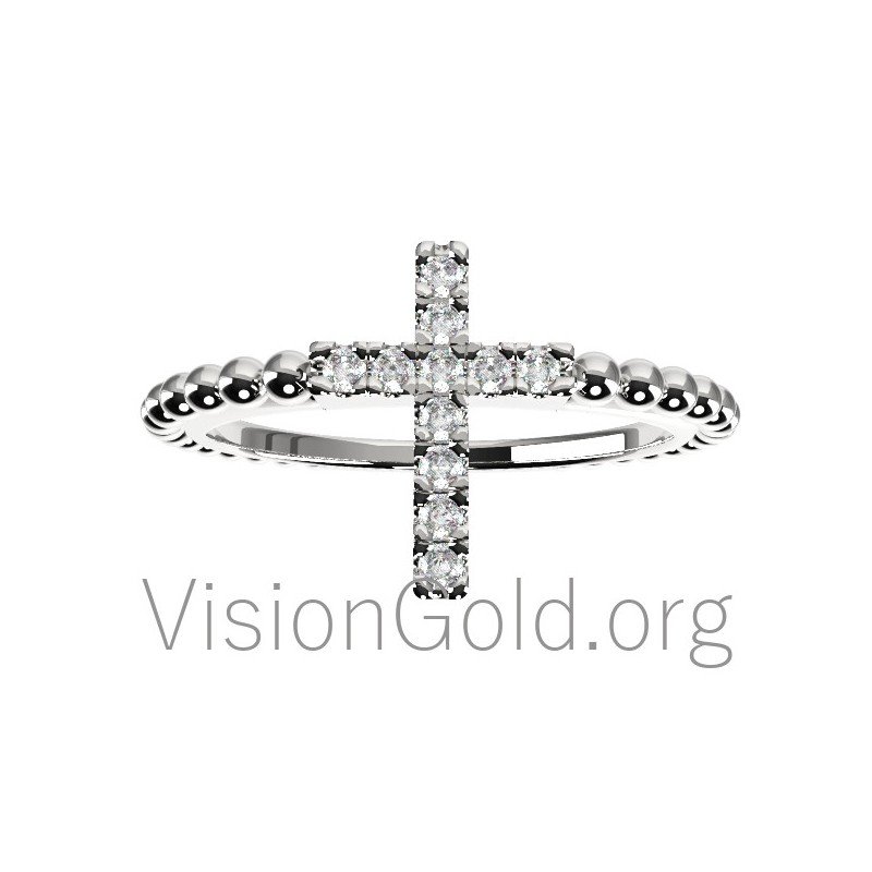Кольцо с бриллиантовым крестом 0529