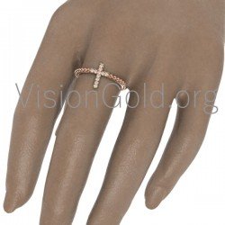 Δαχτυλίδι σταυρός με μπριγιάν 0529