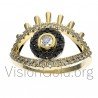 Evil eye ring with diamonds 0530