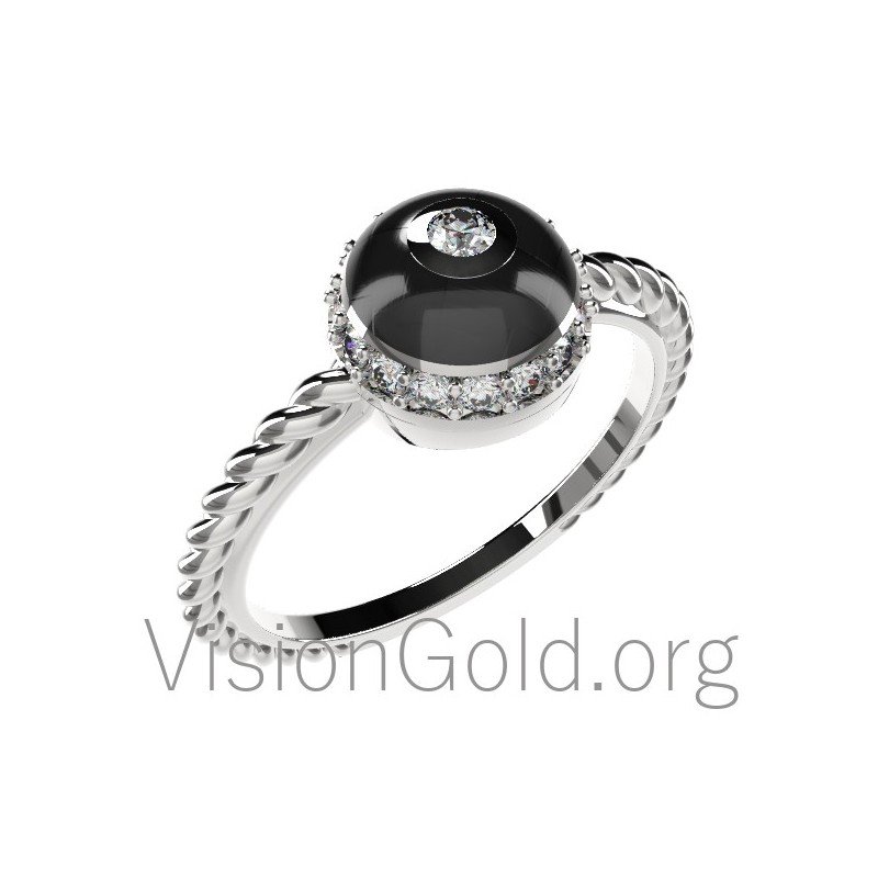 Anillo ojo con esmalte y diamantes 0532