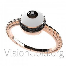 Кольцо для глаз с эмалью и бриллиантами 0532