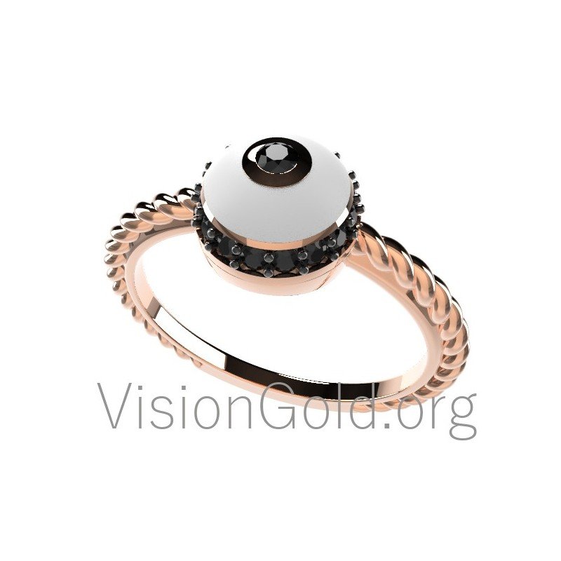 Anillo ojo con esmalte y diamantes 0532