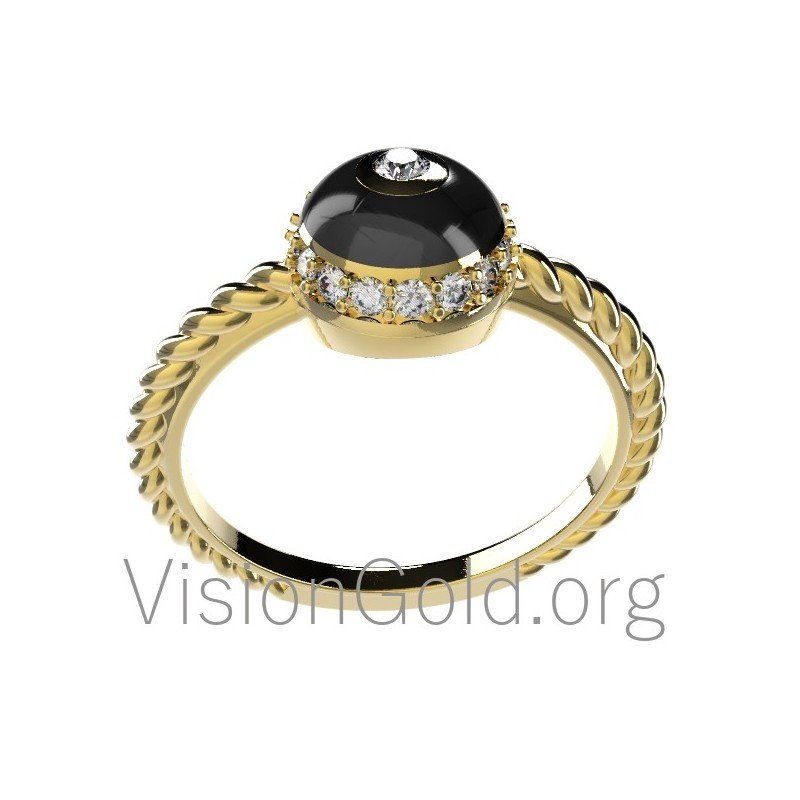 Ring of eye with enamel and diamonds 0532