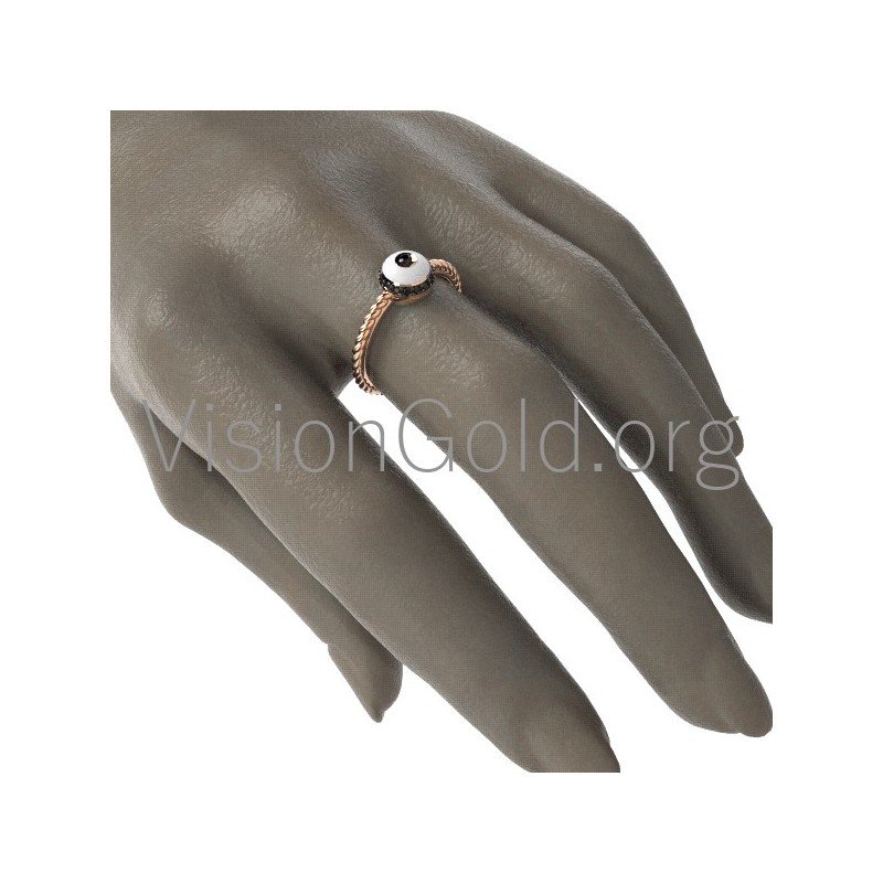 Anillo ojo con esmalte y diamantes 0532