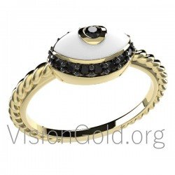 Eye Ring with diamonds and enamel 0533
