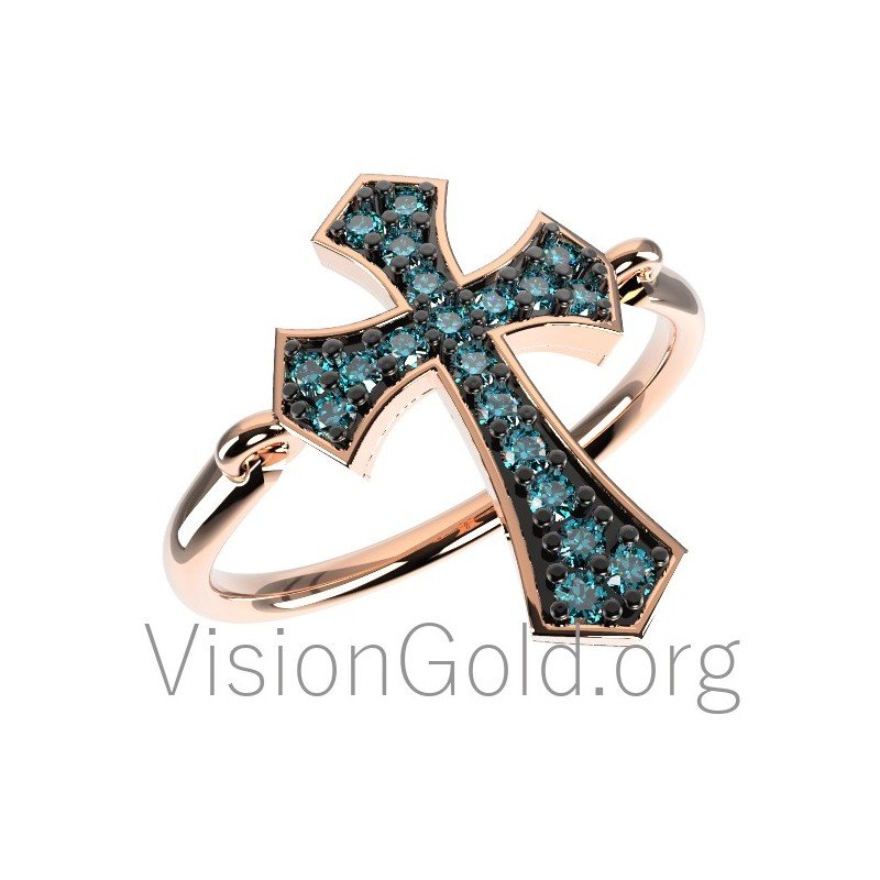 Cross ring with brilliant diamonds 0534