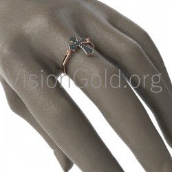 Cross ring with brilliant diamonds 0534