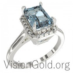 Aquamarin-Ring mit Diamanten 0467