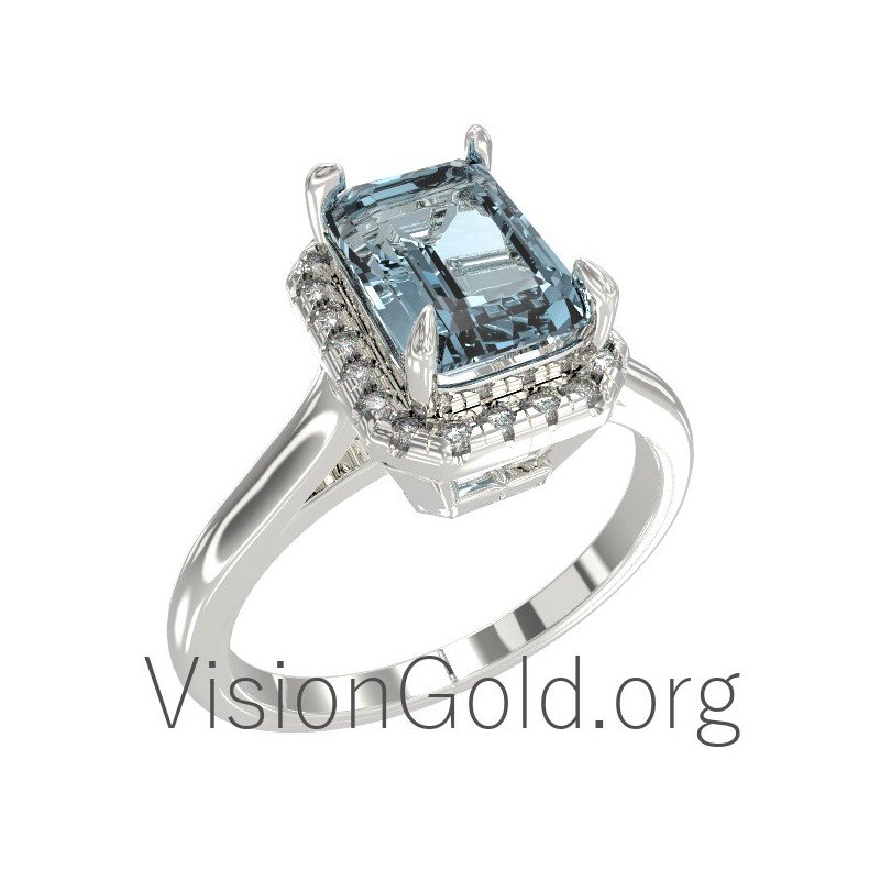 Aquamarine δαχτυλίδι με διαμάντια 0467