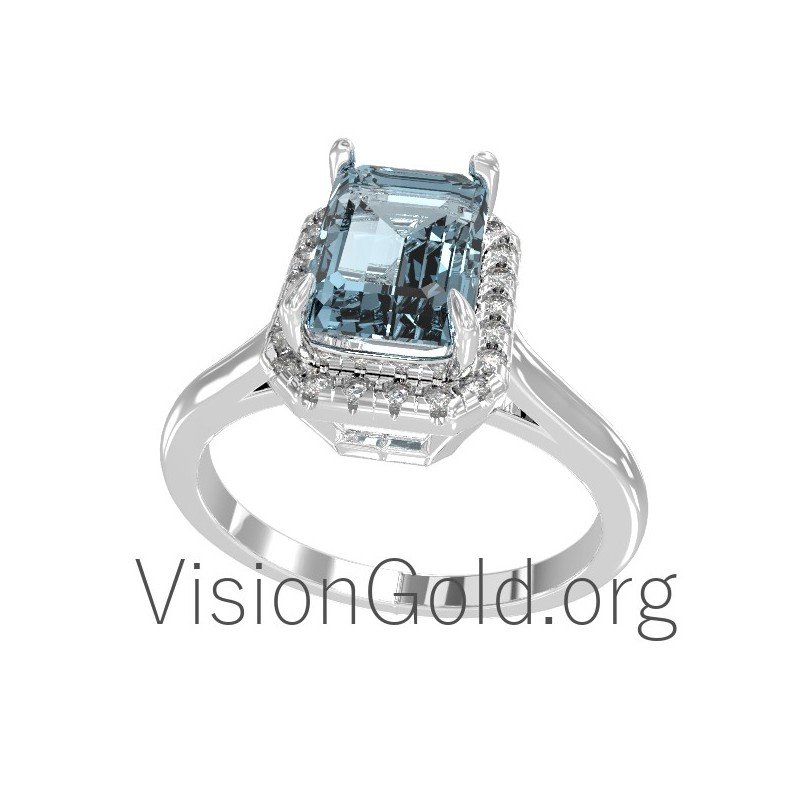 Aquamarin-Ring mit Diamanten 0467