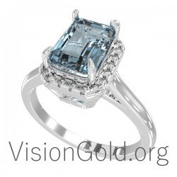 Aquamarine δαχτυλίδι με διαμάντια 0467
