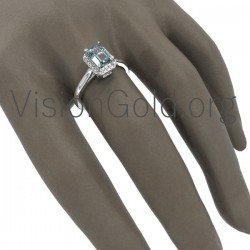 Aquamarine δαχτυλίδι με διαμάντια 0467