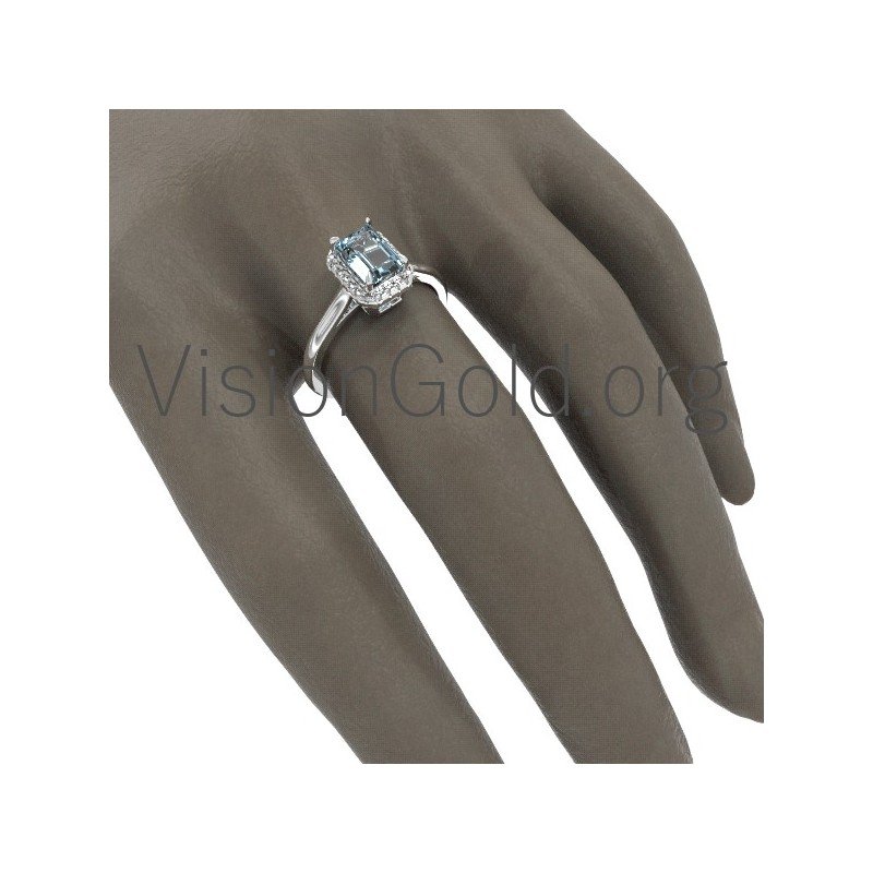 Anillo aguamarina con diamantes 0467