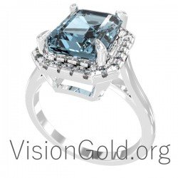 Λευκόχρυσο δαχτυλίδι 18Κ με άκουαμαρίνα 0485