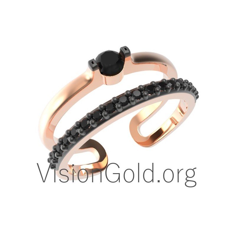 925 Sterling Silver Double Zircon Rings For Women Fashion Wedding