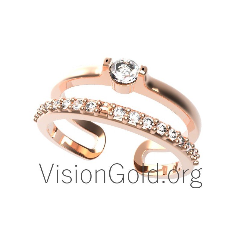 Новое женское кольцо instyle двойное бук тонкое с цирконом