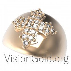 Крест кольцо с бриллиантами 0254