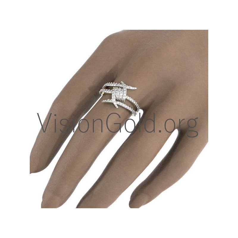 Anillo Rock Mujer Hecho a Mano Plata 9K Oro Blanco-Oro Rosa-Oro Amarillo