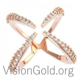 Schöne Mode Silber oder Gold Ring - Rose Gold - Weißgold mit Zirkon Steinen 0351