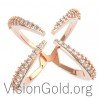 Πανεμορφο Fashion Ασημενιο Η Χρυσο Δαχτυλιδι- Ροζ Χρυσο- Λευκοχρυσο Με Ζιργκον Πετρες 0351