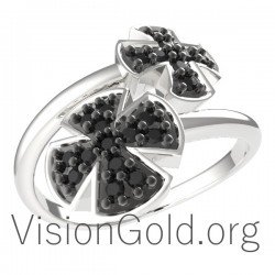 Фантастическое женское кольцо с крестом ручной работы с цирконом 0306