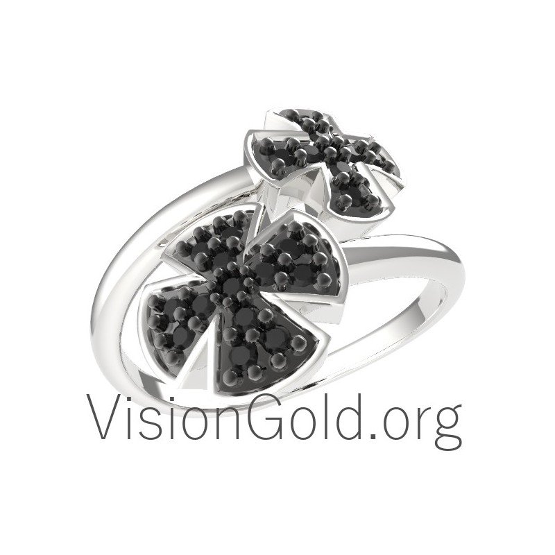 Φανταστικο Χειροποιητο Γυναικειο Δαχτυλιδι Σταυρος Με Ζιργκον