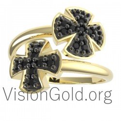 Celebrity Style Cross Ring Made From Sterling Silver or 14kt