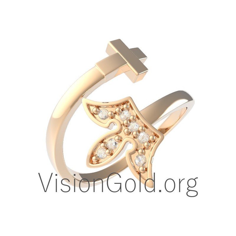 Modern Easy Wear Damenring Kreuz mit Zirkonsteinen 0311