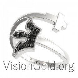 Modern Easy Wear Damenring Kreuz mit Zirkonsteinen 0311