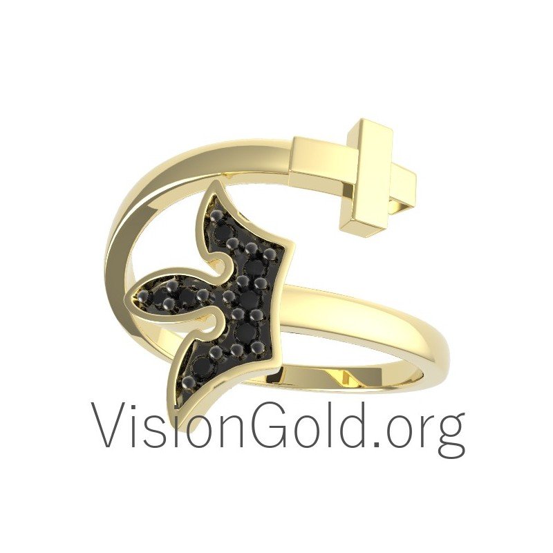 Modern Easy Wear Damenring Kreuz mit Zirkonsteinen 0311